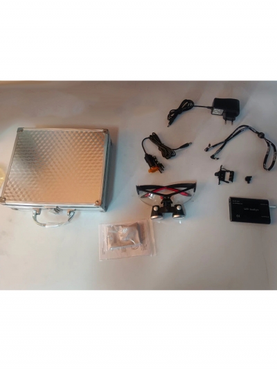 Бинокулярные лупа очки с подсветкой 3.5х, серебряный кейс-1